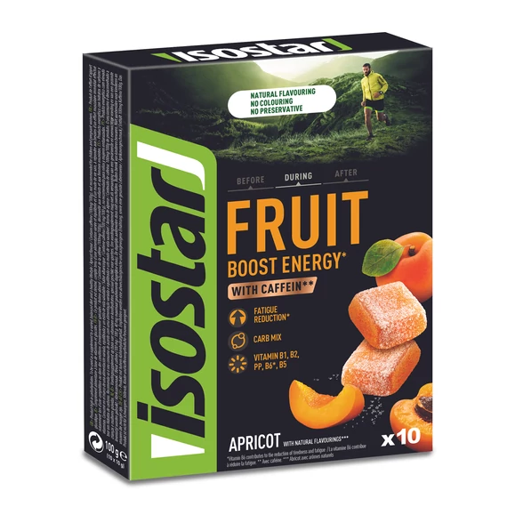 Isostar 10x10gr High Energy Fruit Boost / Energia gyümölcszselé Sárgabarack